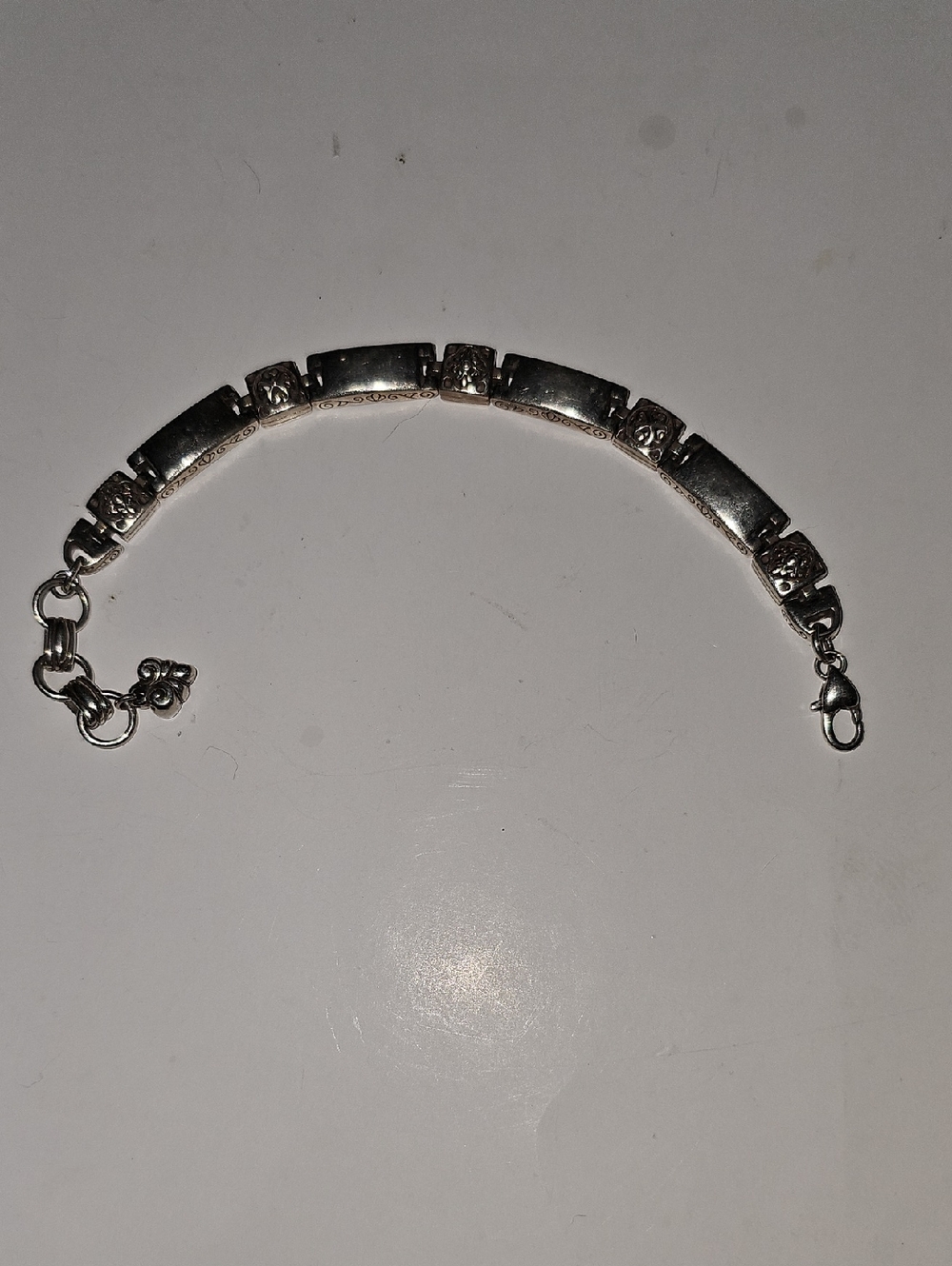 Brighton Silver Link Bracelet w/ Quatrefoil Cross Design + Charm